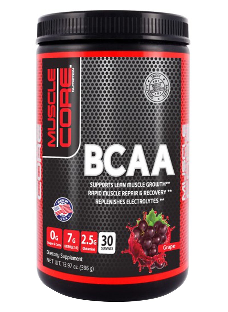 Muscle Core Bcaa Dietary Supplement Supports Lean Muscle Growth Grape Rapid Muscle Repair And Recovery Replenishes Electrolytes 30 Servings 396G - Image 1