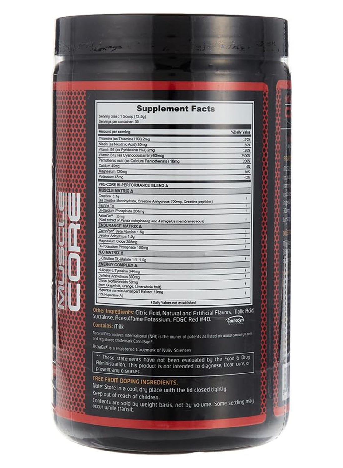 N.O. Pre-Core Water Melon Dietary Supplement Energy Endurance Performance 30 Servings 375G