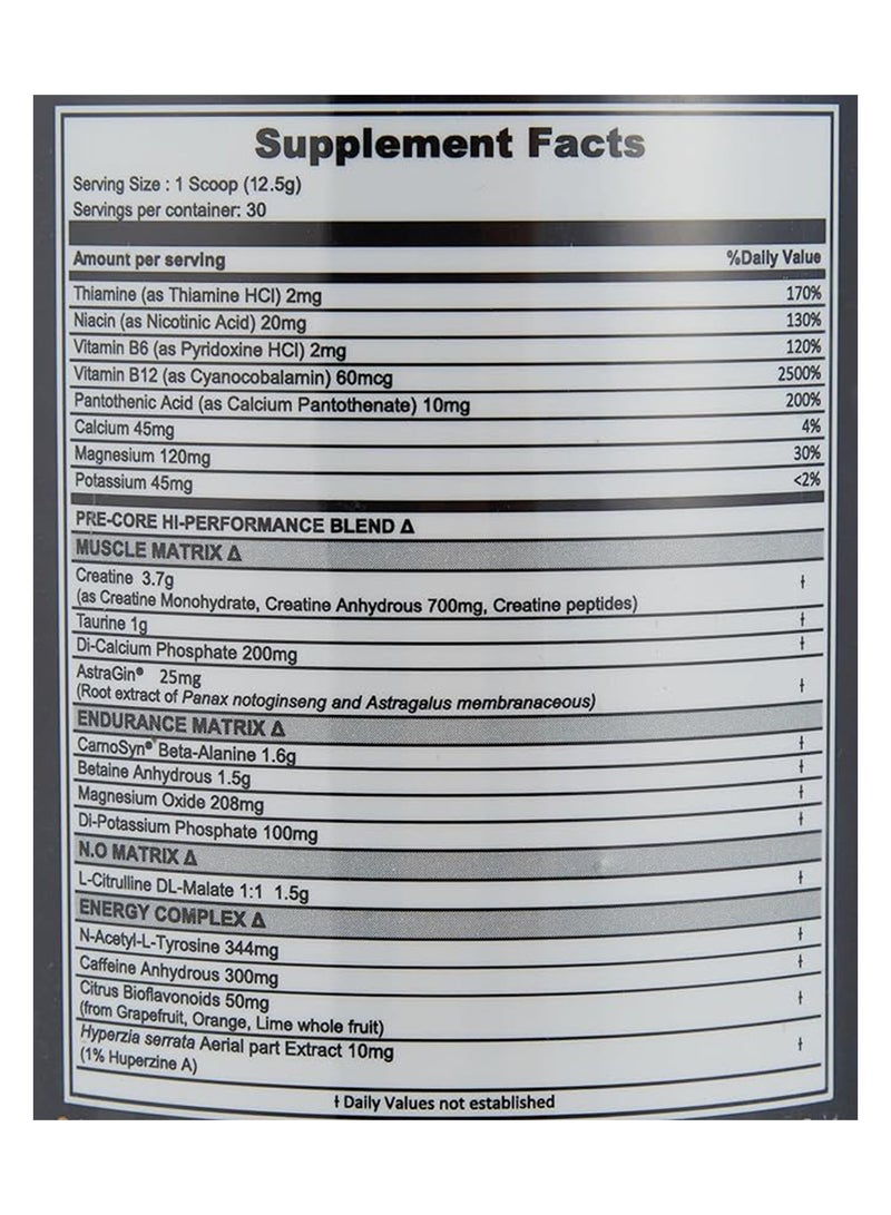 MUSCLE CORE N.O. Pre-Core Water Melon Dietary Supplement Energy Endurance Performance 30 Servings 375G  - Image 5