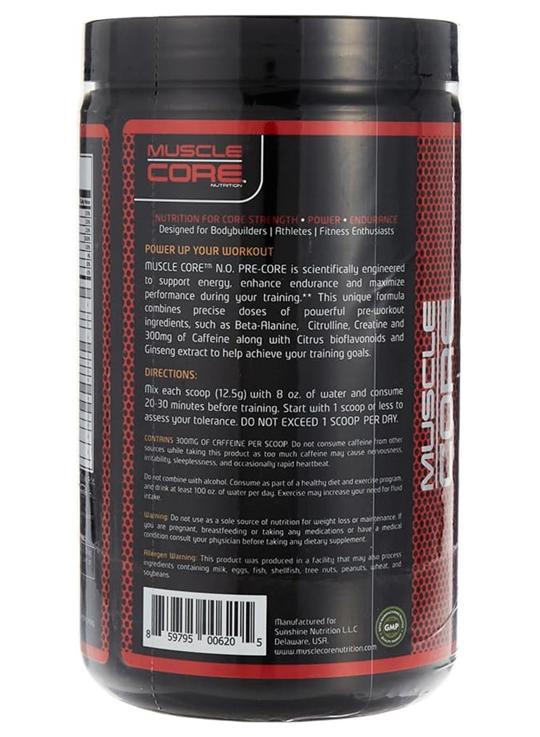 N.O. Pre-Core Water Melon Dietary Supplement Energy Endurance Performance 30 Servings 375G