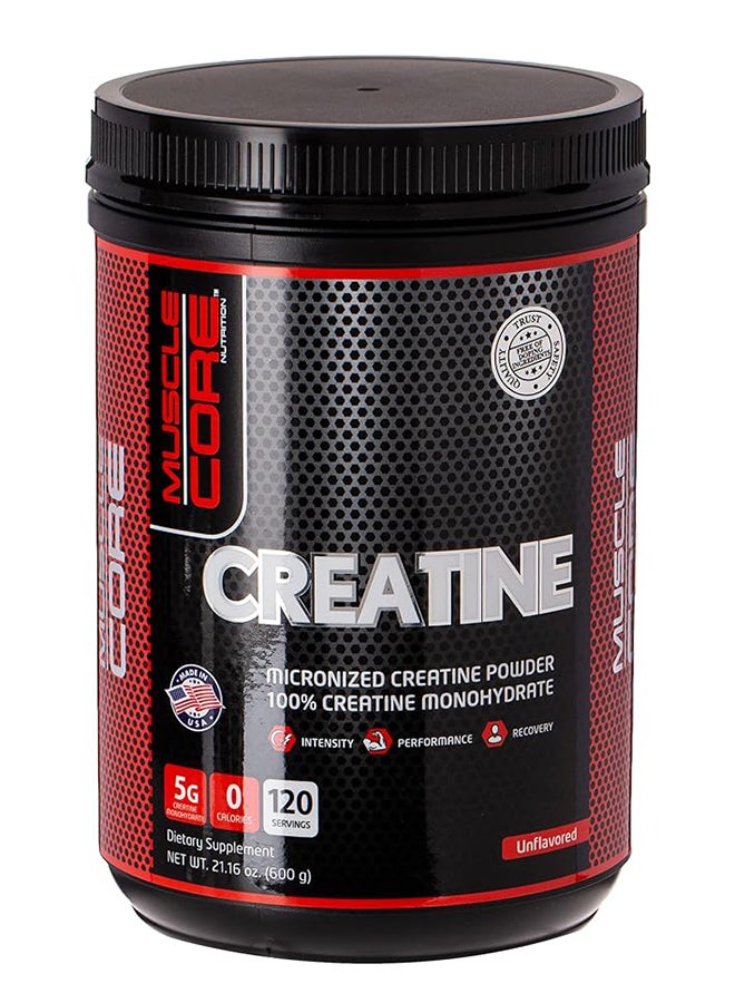 MUSCLE CORE Nutrition Creatine 100% Creatine Monohydrate 120 Servings Unflavored 600 Gm  - Image 1