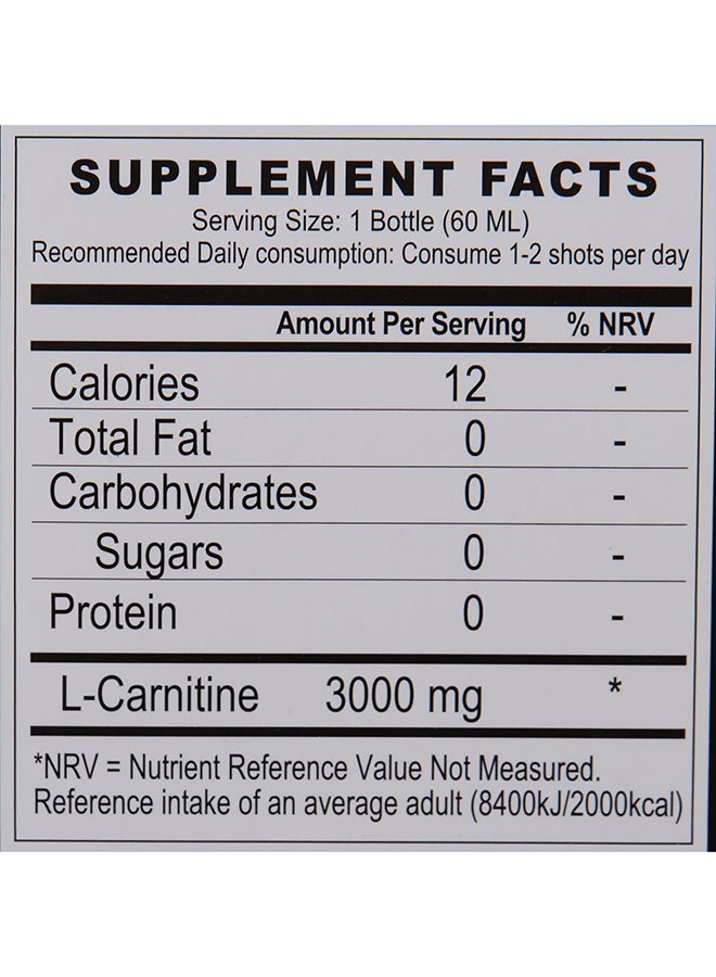 Muscle Core Nutrition L Carnitine 3000mg Berry Supplement 60ml 12Pcs