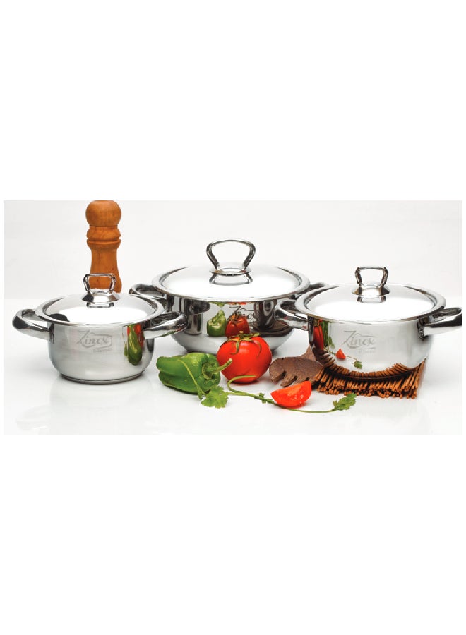 زينوكس مجموعة من 6 أواني فاخرة من الستانلس ستيل لوضع الطعام في البراد فضي 12_14_16سم - Image 1