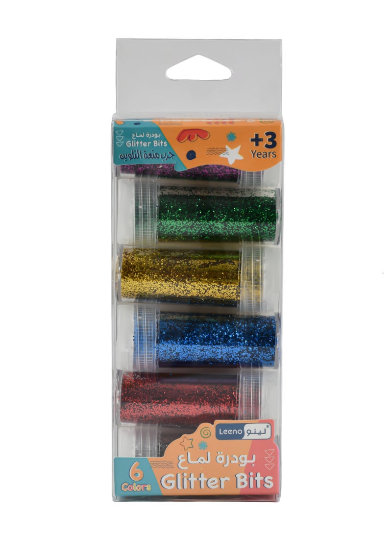 LEENO 6-Piece Multicolor Glitter Powder Gold/Green/Blue - Image 1