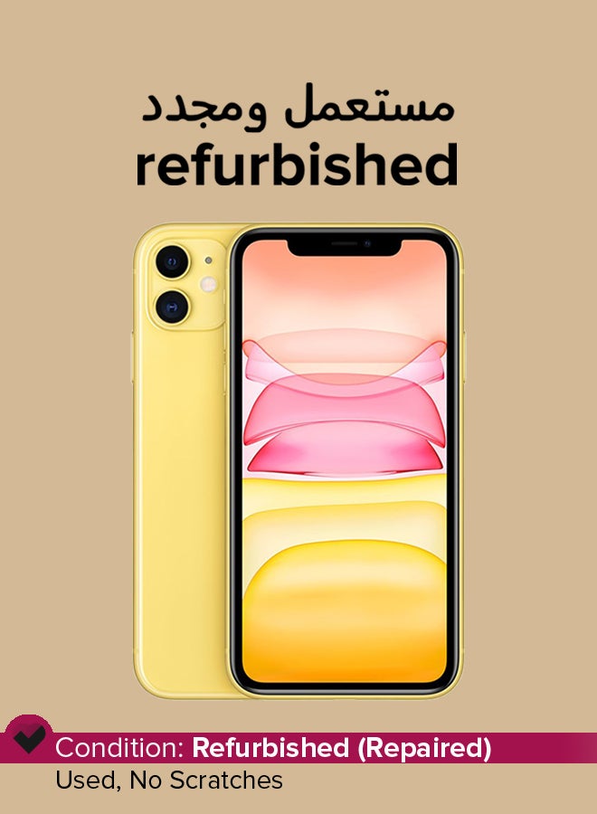 ابل  تم تجديده - هاتف iPhone 11 مزود ببرنامج Facetime باللون الأصفر وذاكرة قراءة فقط سعة 128 جيجابايت ويدعم تقنية 4G LTE - Image 1