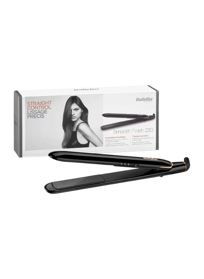 babyliss Smooth Finish 230 Hair Straightener | Titanium Ceramic Plates For Efficient Straightening | Adjustable Temperature Settings For Versatile Styling | Salon-quality Results At Home | ST250SDE