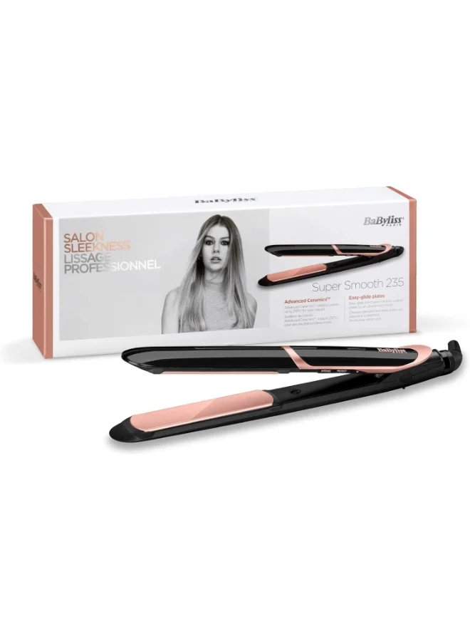 babyliss Shimmer Hair Straightener Fast Heat-up With Tourmaline-ceramic Coated Plates 6 Digital Heat Settings 140°C - 235°C Ionic Frizz Control And Auto Shut Off Black