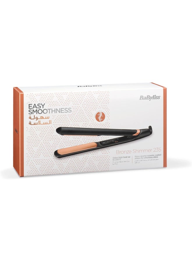 babyliss - Hair Straightener | 28mm Wide Plates For Efficient Styling | Advanced Ceramic And Nano Quartz Technology Wih Fast Heat-up Time | Lightweight And Ergonomic Design | ST598SDE Black/Bronze - Image 1