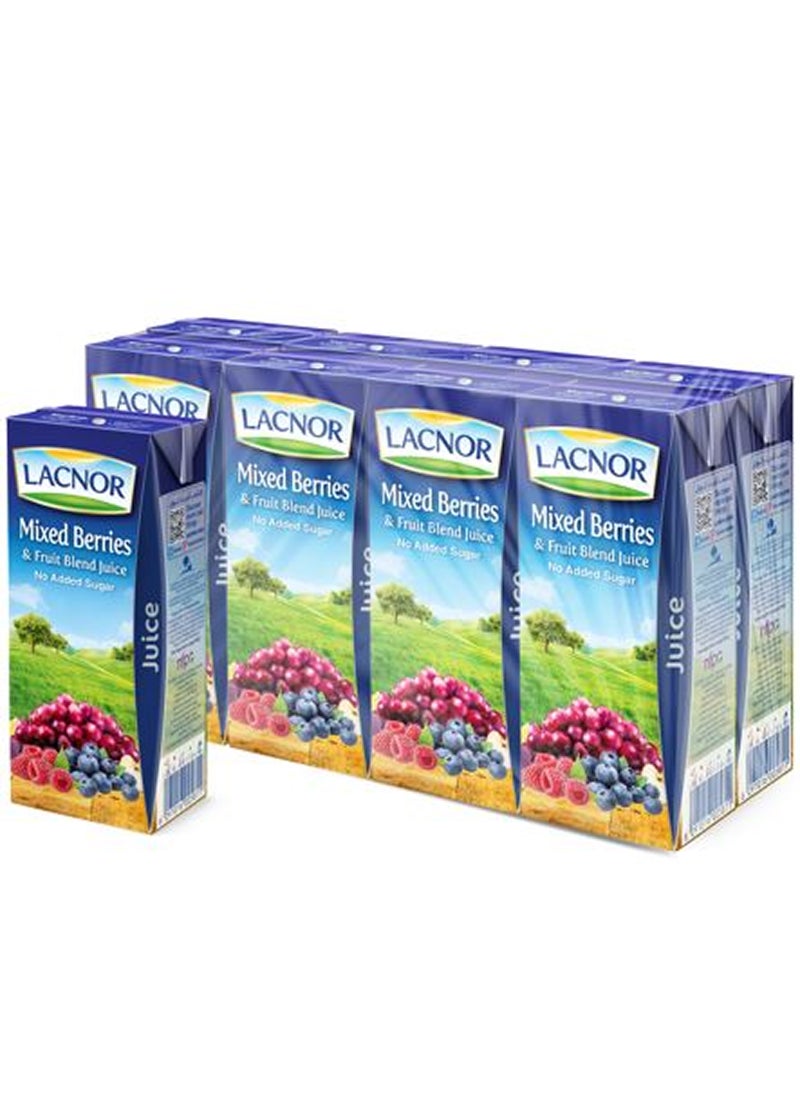 Lacnor Essentials Mix Berries 100 Percent Juice, No Added Sugar 180ml Pack of 8
