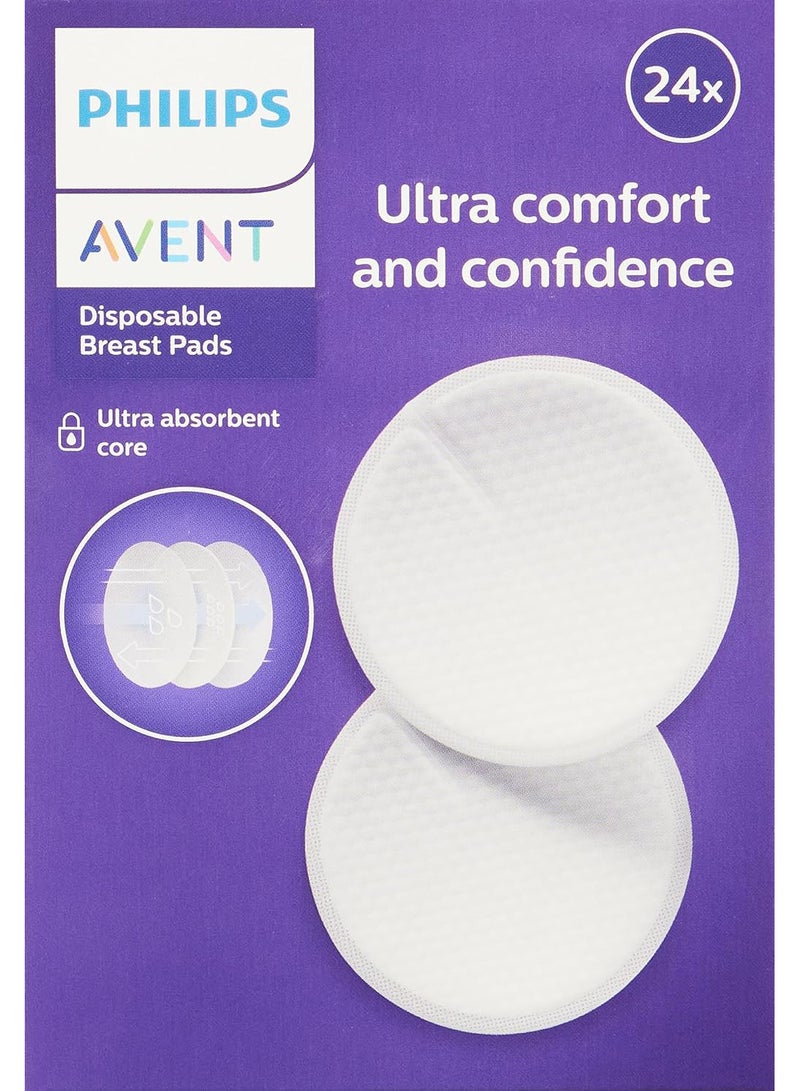 PHILIPS AVENT - 24 - Pieces Maximum Comfort Disposable Breast Pads For Women - White - Image 1
