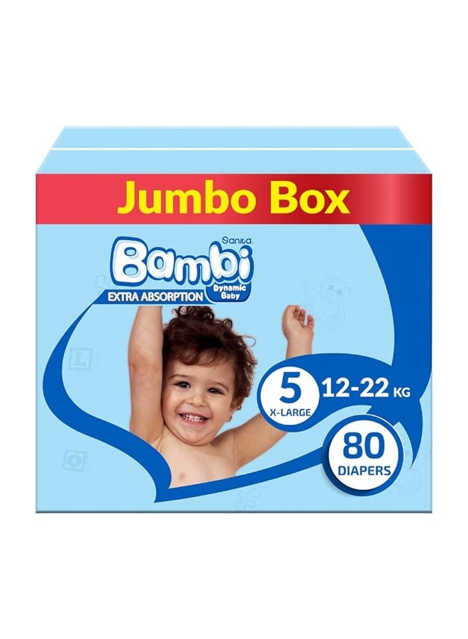Sanita Bambi - Sanita Baby Diapers Size 5, X-Large, 12-22kg, 80 Diapers - Image 1