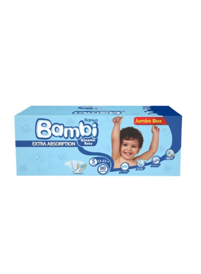 Sanita Bambi Sanita Baby Diapers Size 5, X-Large, 12-22kg, 80 Diapers  - Image 1