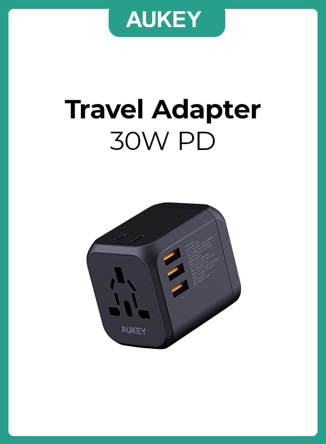 Aukey Union One 30W PD Travel Adapter Type-C PD + 3 USB-A PA-TA04 Black - Image 4