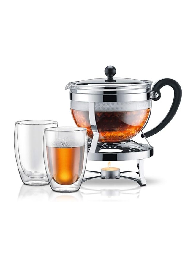 بودوم إبريق شاي تشامبورد أسود/ فضي - Image 2