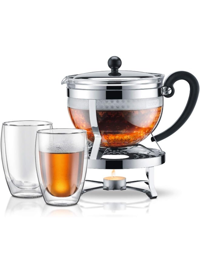 bodum Chambord Tea Pot Clear/Silver/Black 1Liters - Image 4