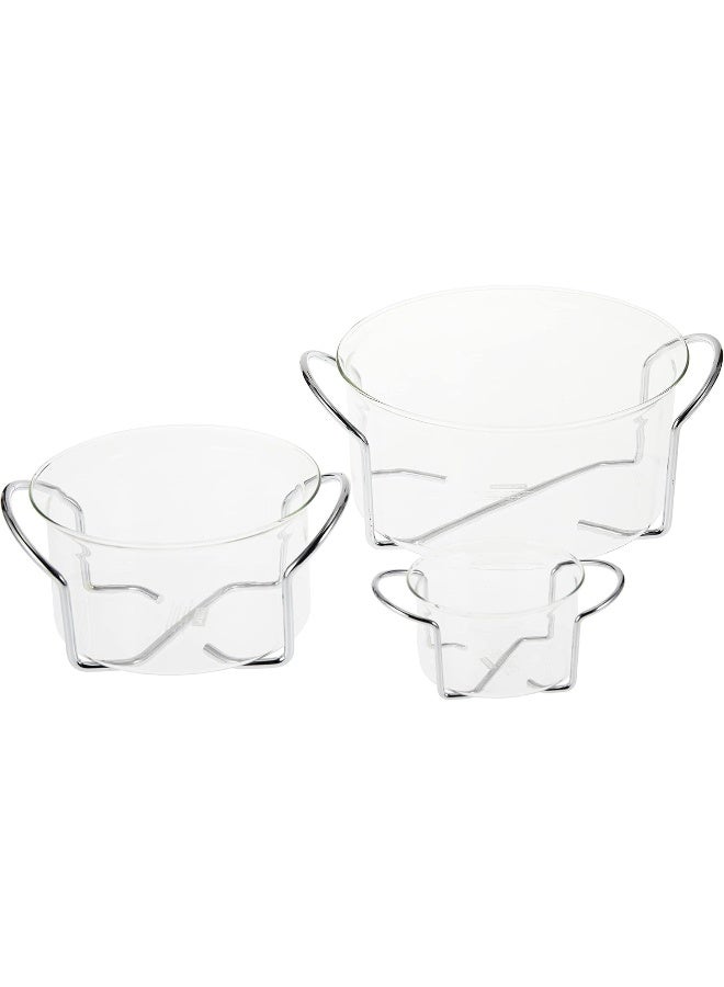 bodum 3-Piece Hot Pot Dish Set With Chrome Holders Clear - Image 2