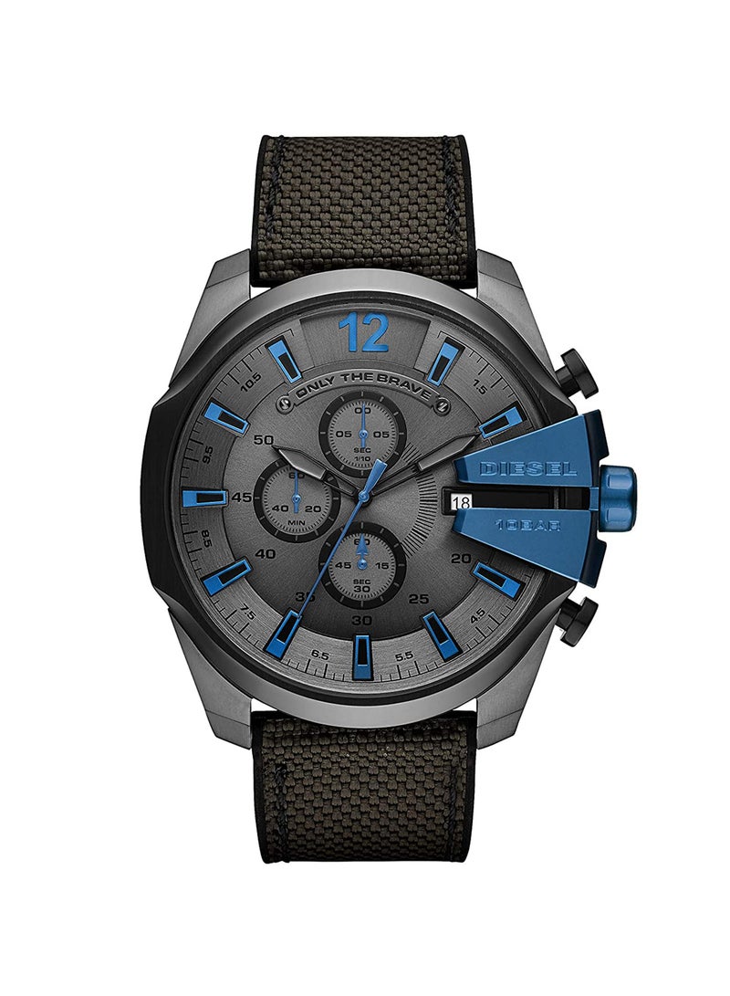 ديزل ساعة يد ميجا شيف بعقارب وسوار من القماش بتصميم دائري مقاس 51 مم - لون أسود - طراز DZ4500 للرجال - Image 1