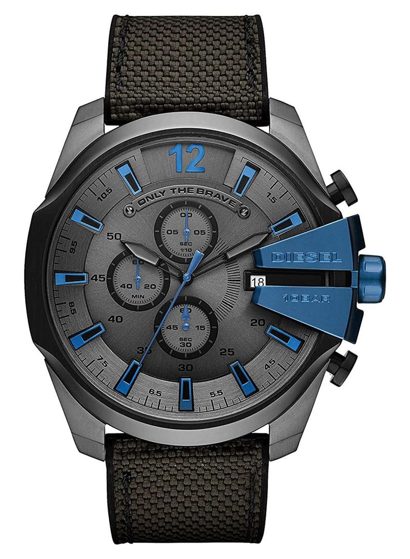 DIESEL Men's Mega Chief Round Shape Fabric Analog Wrist Watch 51 mm - Black - DZ4500 - Image 1