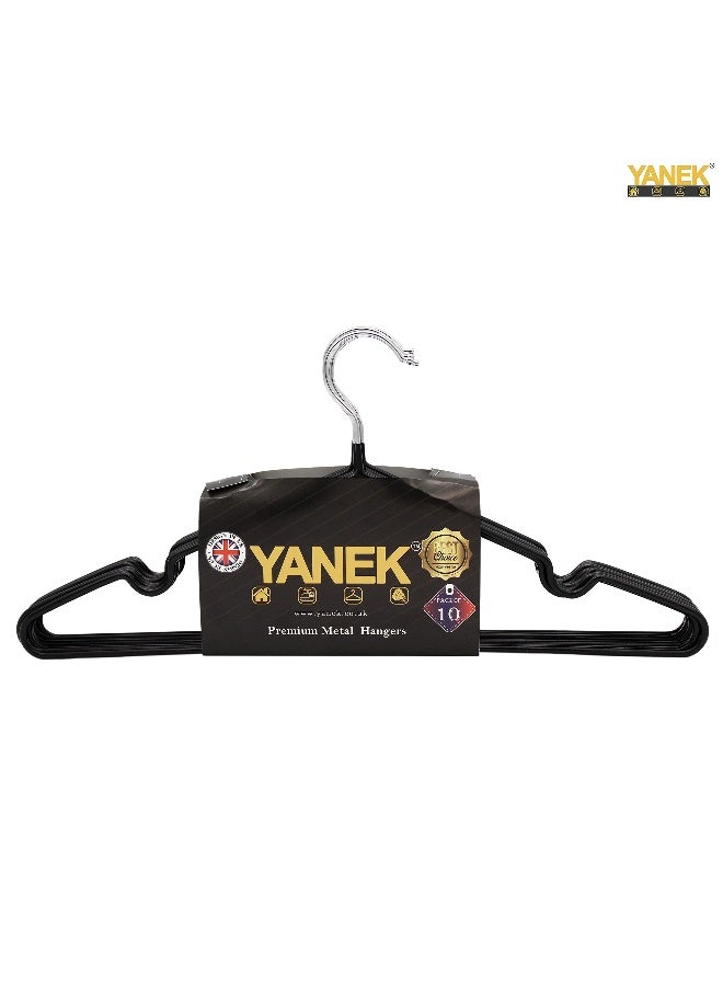 YANEK Metal Hangers For Shirt Coat Trousers Strong Anti Slip And Space Saving Rubber Coated 40 Cm Black Blue 40cm  - Image 4
