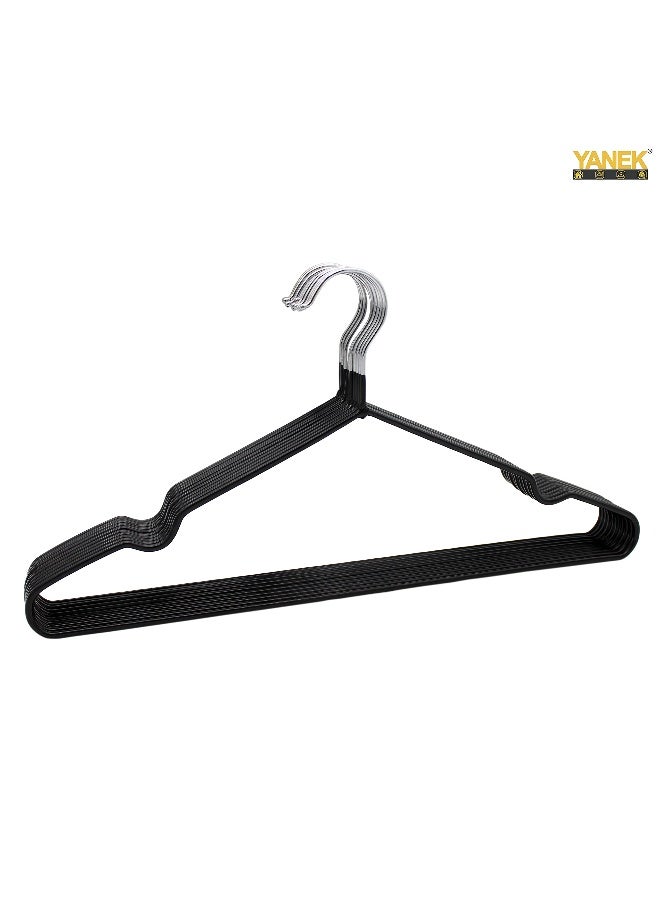 YANEK Metal Hangers For Shirt Coat Trousers Strong Anti Slip And Space Saving Rubber Coated 40 Cm Black Blue 40cm  - Image 5