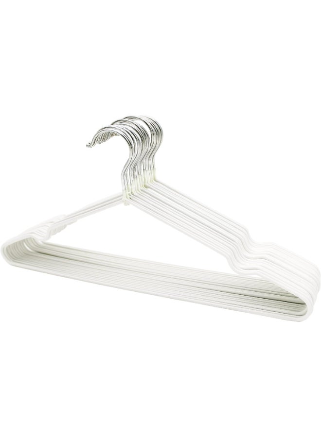 YANEK Metal Clothes Hangers Pack of 10 – Heavy Duty Steel Wire Hangers with Anti-Slip Rubber Coating, Slim Space-Saving Design for Shirts, Coats, Trousers & Closet Organization White 40cm - Image 1