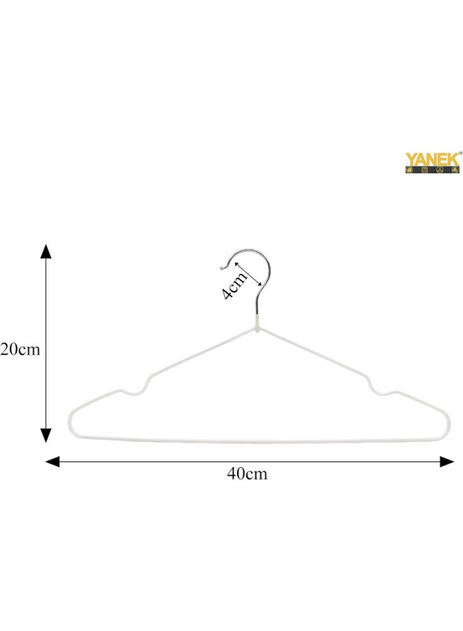 YANEK Metal Clothes Hangers Pack of 10 – Heavy Duty Steel Wire Hangers with Anti-Slip Rubber Coating, Slim Space-Saving Design for Shirts, Coats, Trousers & Closet Organization White 40cm - Image 2