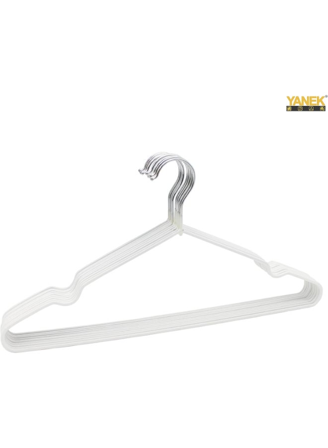 YANEK Metal Clothes Hangers Pack of 10 – Heavy Duty Steel Wire Hangers with Anti-Slip Rubber Coating, Slim Space-Saving Design for Shirts, Coats, Trousers & Closet Organization White 40cm - Image 4