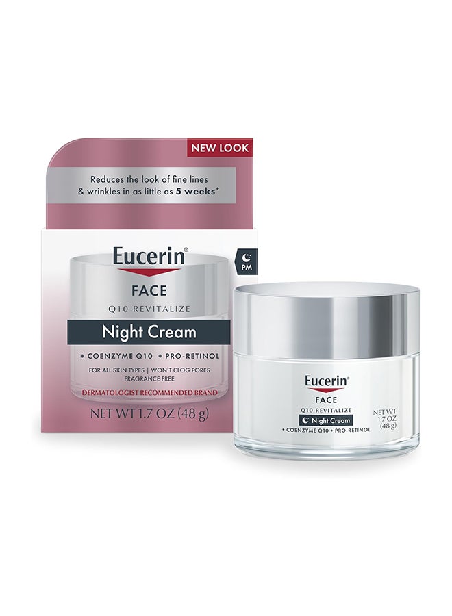 Eucerin Face, Q10 Revitalize, Night Cream, Fragrance Free Clear 48grams