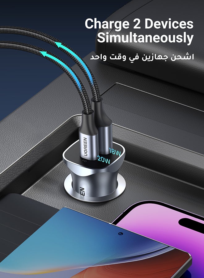 PD 24W Car Charger Fast Charging Dual USB Car Plug Adapter Car Charger Type C Compatible With iPhone 16 15 14 13 12 11 iPad Pro mini 6 Samsung S24 S23 S22 Xiaomi Airpods 4 Apple Watch S10 Black - pnsku/N41896380A/45/_/1719410970/a914752a-30d6-4df1-b3d3-b7217bdecf3e