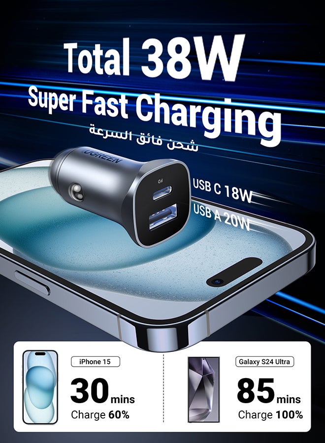 PD 24W Car Charger Fast Charging Dual USB Car Plug Adapter Car Charger Type C Compatible With iPhone 16 15 14 13 12 11 iPad Pro mini 6 Samsung S24 S23 S22 Xiaomi Airpods 4 Apple Watch S10 Black - pnsku/N41896380A/45/_/1719410971/4b326b9a-d470-459f-b169-8ffe5f8720c0