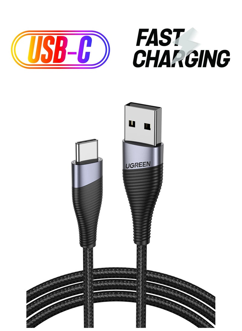 Ugreen USB C Cable 3A Fast Charging Cord Nylon Braided USB Type C Charger Compatible for Samsung S21 S20 Note 20 10 9 Huawei P30 P20 Lite Mate 20 Pro P20 LG G5 G6 Xiaomi Mi 11 Ultra A2 Mi 9 etc-2M black  - Image 1