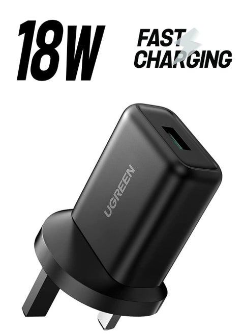 USB Charger 18W Fast Phone Charger Wall Plug QC 3.0 Travel Adapter Quick Charge Mobile Adapter for Samsung Galaxy A03 A13 A22 A32 M12 Nokia Xiaomi Apple etc black