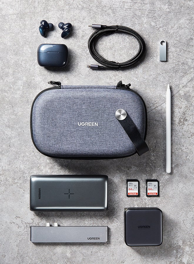 Ugreen Electronics Bag, Tech Accessories Case, Organizer Case for Travel Electronics, Water-Resistant Shockproof Organizer Pouch Compatible with Charger, Charging Cables, Flash Drive, Headphones, Etc grey  - Image 3
