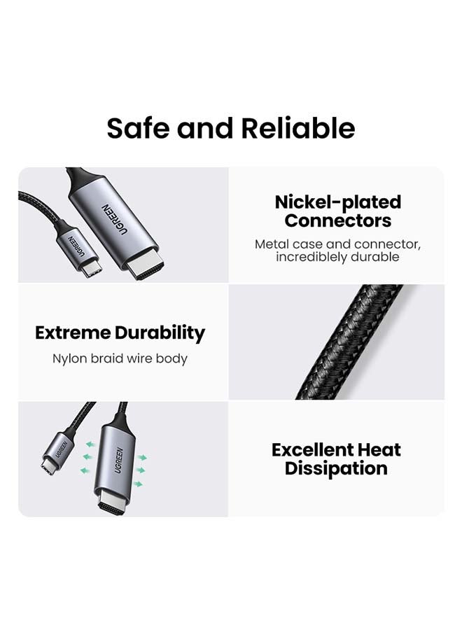 Ugreen - USB C to HDMI Cable 3M,USB 3.1 Cable Thunderbolt 3 to HDMI 4K 60Hz UHD Adapter Compatible iPhone 15 Series,iPad 10/Pro/Air/Mini,Samsung S23 Ultra/Galaxy Z,MacBook Pro,Dell XPS,Huawei P60 Pro black - Image 1