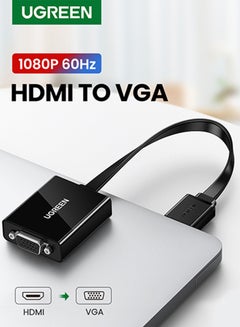 Active HDMI to VGA Adapter Converter with 3.5mm Audio Jack up to 1080P Compatible for PC Laptop Ultrabook Raspberry Pi Chromebook black