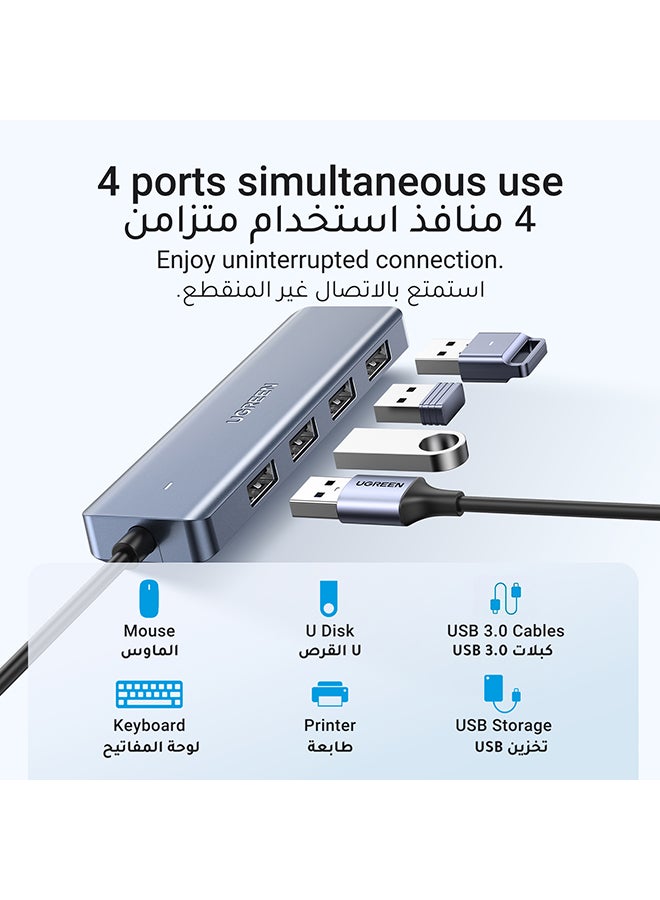 USB C Hub 4 Ports USB C Adapter Type C Hub to USB 3.0 Extention Compatible for MacBook Pro/Air/Samsung S22 Ultra/Huawei Mate XS 2/P50/MateBook/LG/Chromebook/iPad Pro/Air 5/Dell XPS 15 silver 