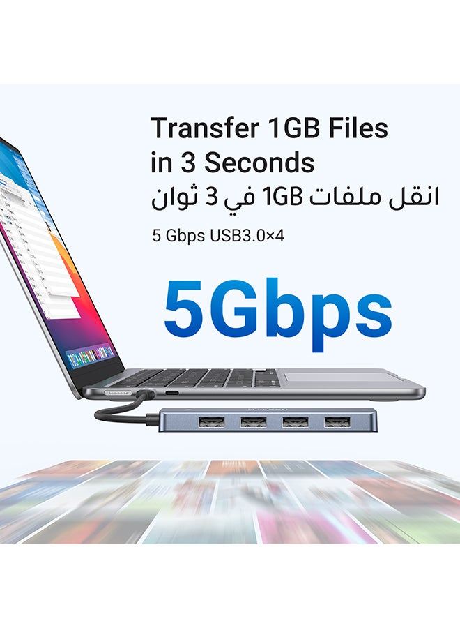 يو جرين موزع USB C من 4 منافذ USB 3.1 نوع سي الى USB 3.0 متوافق مع أيفون 17 ماك بوك برو/ اير 2024،اي ماك، كروم بوك ايباد اير M3، ديل XPS، ايباد برو 2024 - Image 3