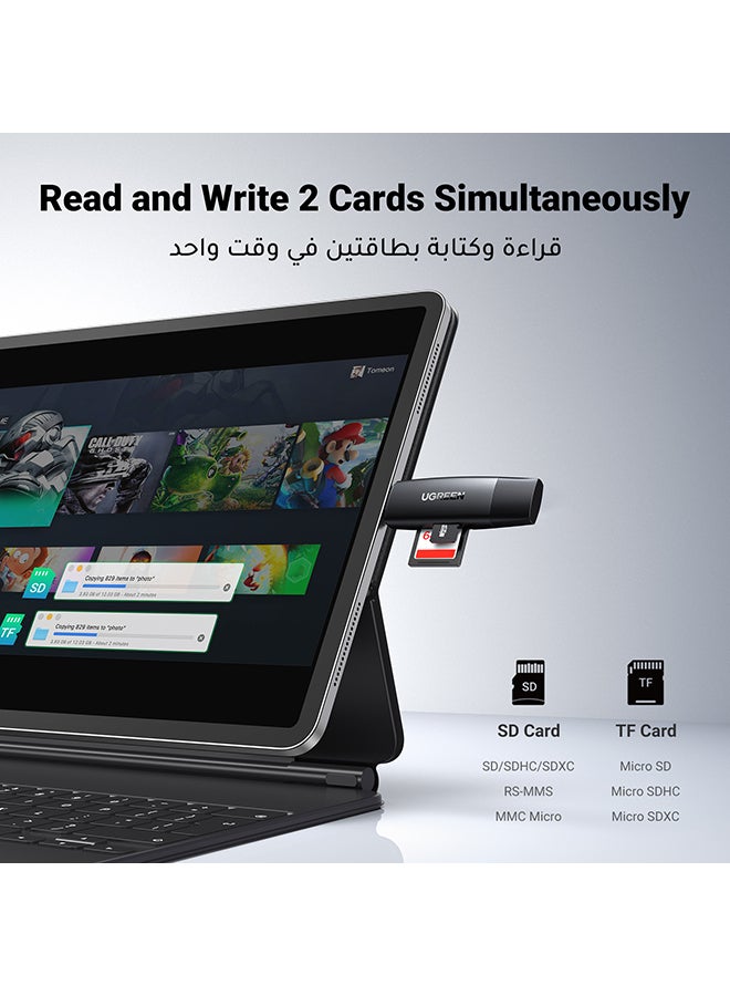 قاري بطاقة TF وSD ومحول بمنفذ USB C إلى USB 3.0 وبفتحتين لذاكرة OTG لبطاقات SD ميكرو وSD وSDHC وSDXC وMMC لأجهزة جالاكسي وآي باد برو 2021 وسيرفيس برو أسود - pnsku/N41896480A/45/_/1712142273/bf1ab1a1-fdef-484f-8fe4-baf1e763d460