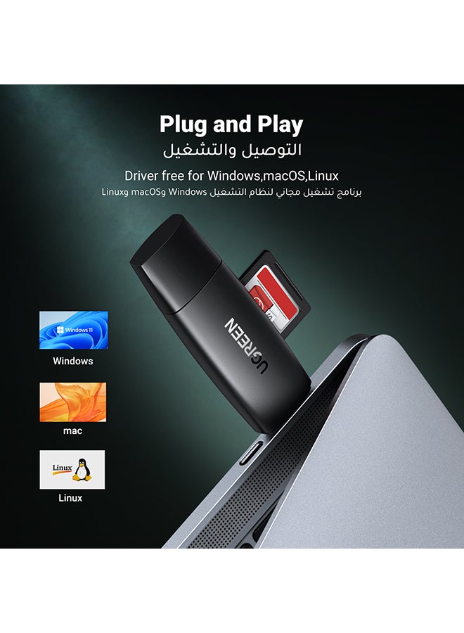 قاري بطاقة TF وSD ومحول بمنفذ USB C إلى USB 3.0 وبفتحتين لذاكرة OTG لبطاقات SD ميكرو وSD وSDHC وSDXC وMMC لأجهزة جالاكسي وآي باد برو 2021 وسيرفيس برو أسود - pnsku/N41896480A/45/_/1712142274/1808611d-5f6c-4de8-8a3c-7482bcea2701