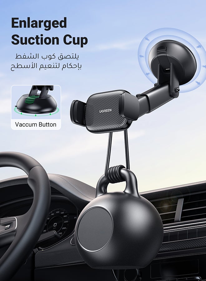 Ugreen - Car Phone Holder For Dashboard/Windshield Mobile Holder For Car With Suction Cup Car Mobile Holder Dashboard Car Mount For Mobile Compatible iPhone 14/15/16 Series, Galaxy S23/S24 Ultra, Xiaomi Black - Image 1