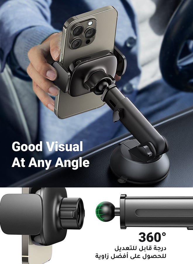 Ugreen - Car Phone Holder For Dashboard/Windshield Mobile Holder For Car With Suction Cup Car Mobile Holder Dashboard Car Mount For Mobile Compatible iPhone 14/15/16 Series, Galaxy S23/S24 Ultra, Xiaomi Black - Image 1
