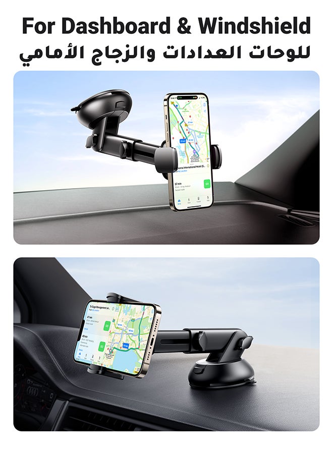 Ugreen - Car Phone Holder For Dashboard/Windshield Mobile Holder For Car With Suction Cup Car Mobile Holder Dashboard Car Mount For Mobile Compatible iPhone 14/15/16 Series, Galaxy S23/S24 Ultra, Xiaomi Black - Image 1