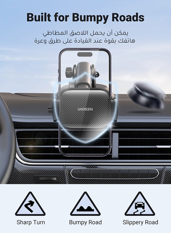 Ugreen - Car Phone Holder For Dashboard/Windshield Mobile Holder For Car With Suction Cup Car Mobile Holder Dashboard Car Mount For Mobile Compatible iPhone 14/15/16 Series, Galaxy S23/S24 Ultra, Xiaomi Black - Image 1