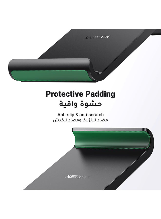 حامل جوال للمكتب، قاعدة جوال متوافق مع جميع الهواتف مقاس 4- 7.9 بوصات آيفون 15 / 15 برو/ 15 برو ماكس / 14 برو ماكس، سامسونج جالاكسي، إلخ أسود