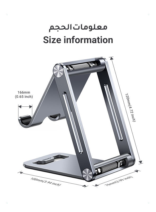 Ugreen Phone Stand Aluminum Mobile Stand Adjustable Mobile Holder Foldable Phone holder, Desktop iPhone Stand Compatible With All Mobile Phone, iPhone 16/15 Series, Samsung Galaxy S24 S23, iPad Grey - Image 5