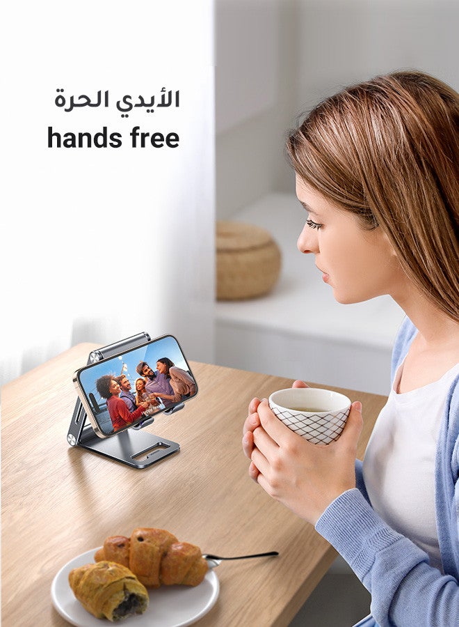 Ugreen Phone Stand Aluminum Mobile Stand Adjustable Mobile Holder Foldable Phone holder, Desktop iPhone Stand Compatible With All Mobile Phone, iPhone 16/15 Series, Samsung Galaxy S24 S23, iPad Grey - Image 3