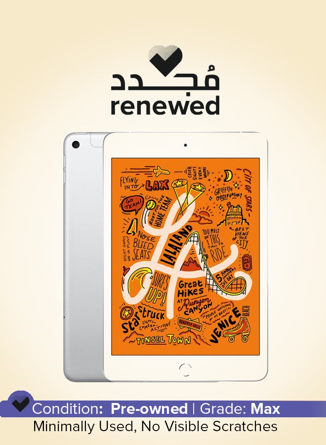 ابل  Renewed - iPad Mini 2019 (5th Generation) 7.9inch, 64GB, WI-Fi, 4G LTE Silver With FaceTime - Image 1