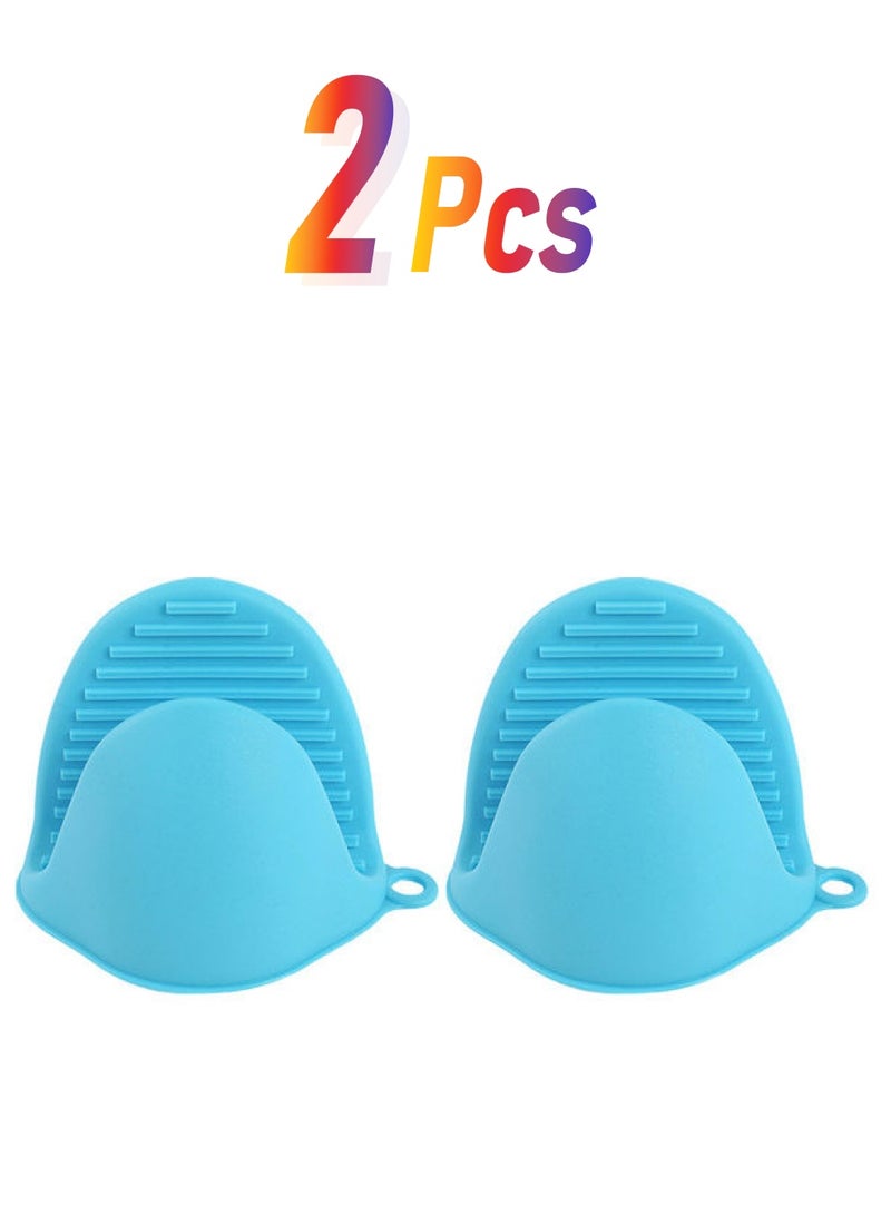 Generic A Pair of Thick Oven Pinch Mitts, Heat Resistant Anti-Scald Gloves for Cooking Pinch Grips, Pot Holder and Potholder for Kitchen, Food-Grade Silicone blue 15*5*10cm  - Image 1
