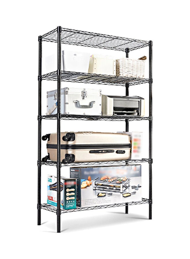 5-Tier Layer Heavy Type Carbon Steel 5 Shelf Shelving Storage Unit Rack Storage Organizer Metal Black 55x30.5x150cm - Image 1