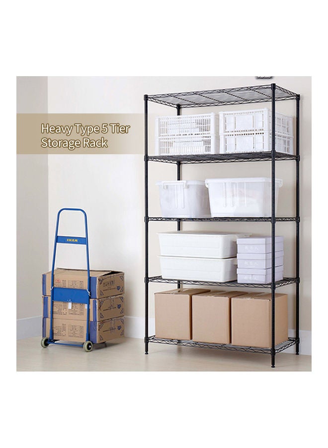 5 طبقات طبقة ثقيلة من الفولاذ الكربوني 5 رفوف وحدة تخزين منظم تخزين أسود 55x30.5x150 سم أسود 55x30.5x150سم - Image 5